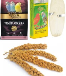 Premium Yavru Muhabbet Kuşu Yemi 1 Kg kalamar Kemiği (1 ADET) Dal Darı (4 ADET)