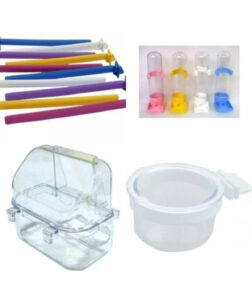 Muhabbet Kuşu Kafes Iç Seti ( 2 Yemlik+ 1kelepçeli Mamalık+ 2tünek +suluk)