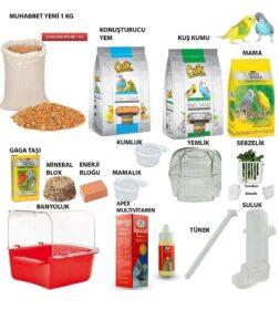 Muhabbet Kuşu Yem Ve Ihtiyaç Seti 15 Parça