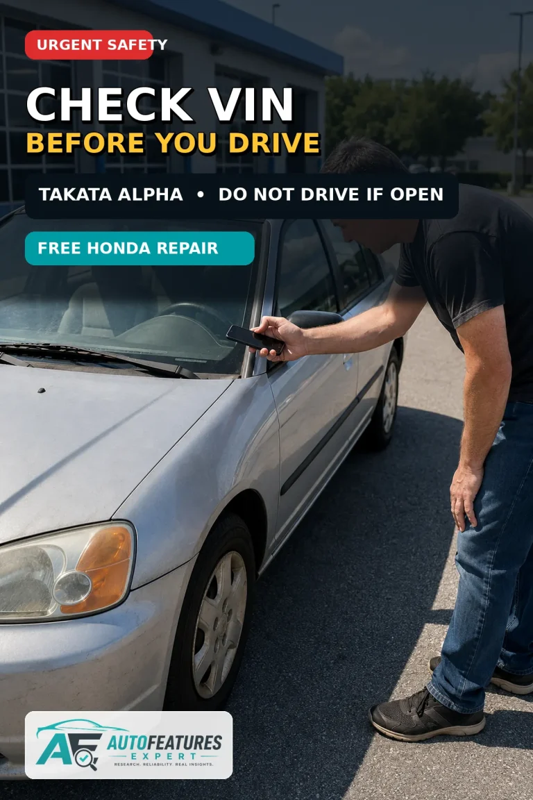 Buyer checking the VIN on a 2001 Honda Civic before driving because of the Takata Alpha airbag warning