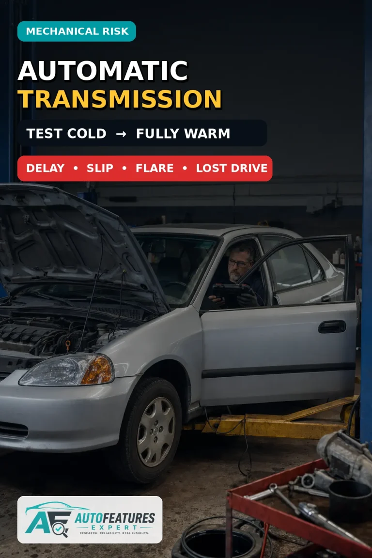 Technician testing a 2001 Honda Civic automatic transmission from cold to fully warm with a scan tool