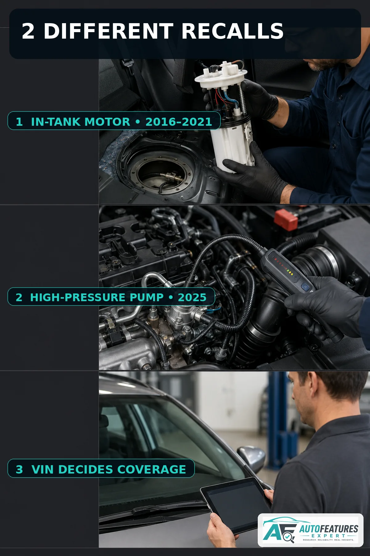 Comparison of Honda Civic in-tank and high-pressure fuel pump recall campaigns