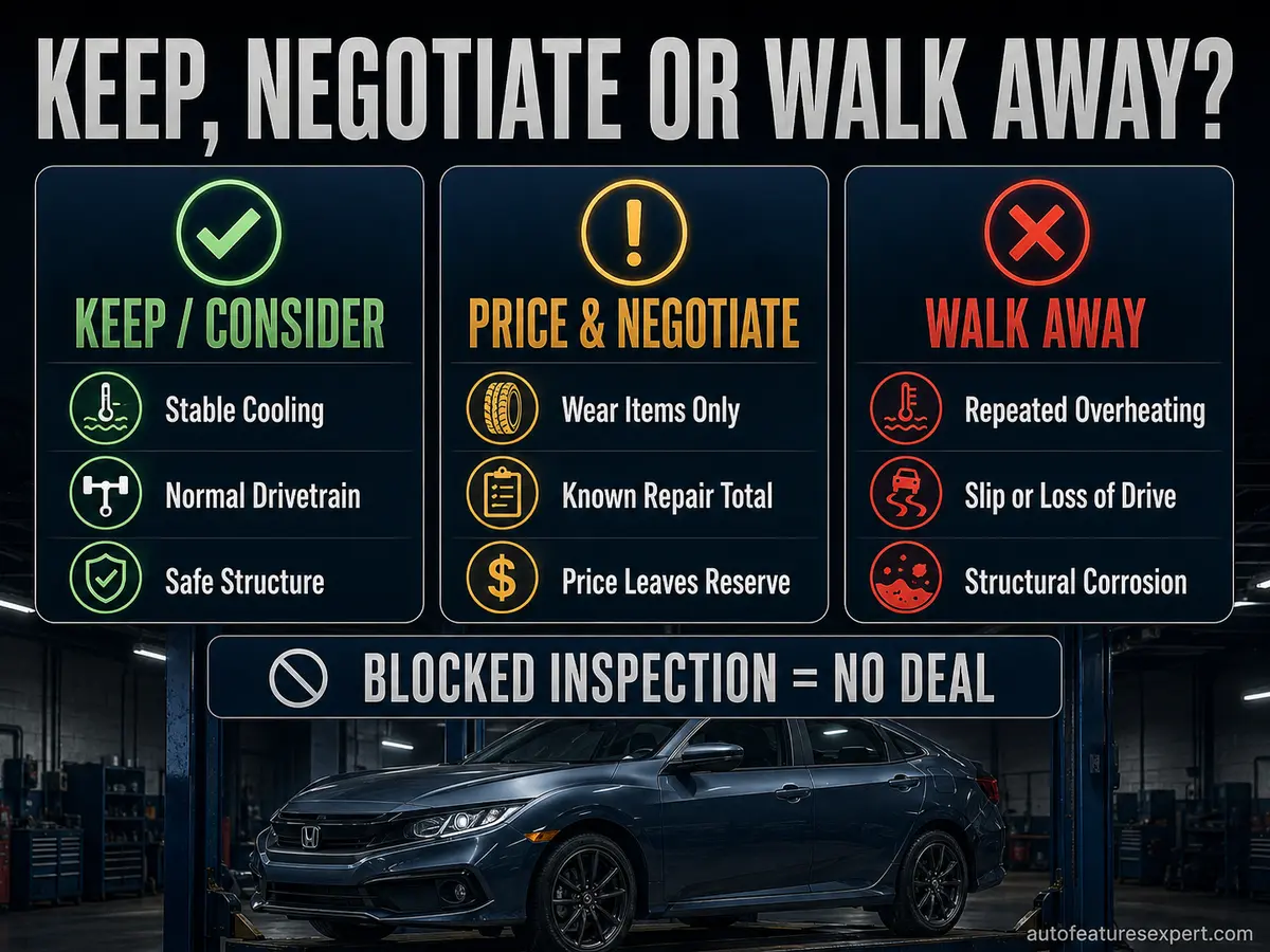 High-mileage Honda Civic keep negotiate or walk away decision checklist