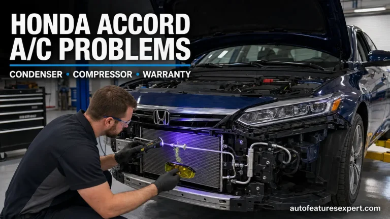 Honda Accord A/C problems condenser leak inspection in a service bay