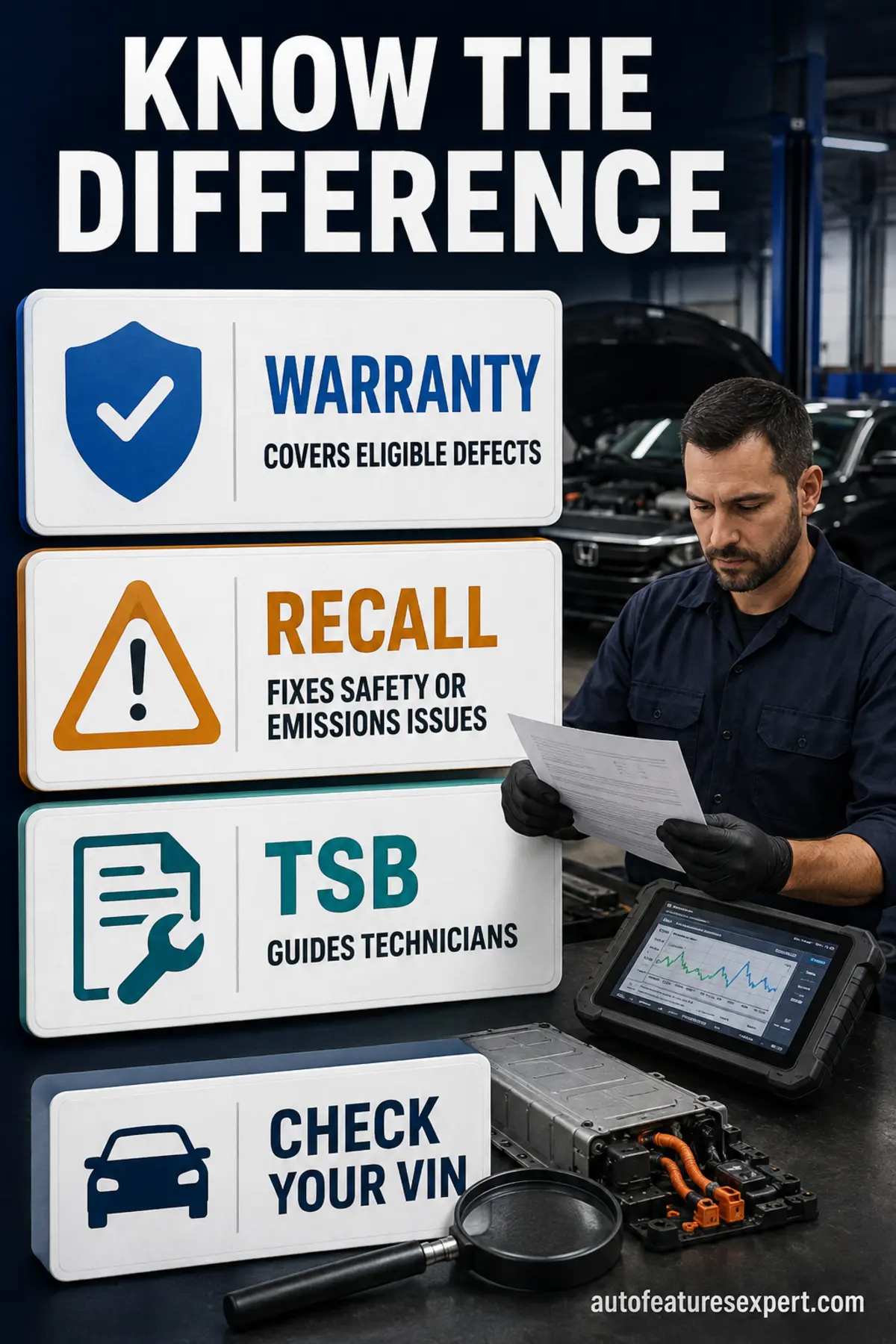 Honda Accord Hybrid warranty recall and technical service bulletin differences